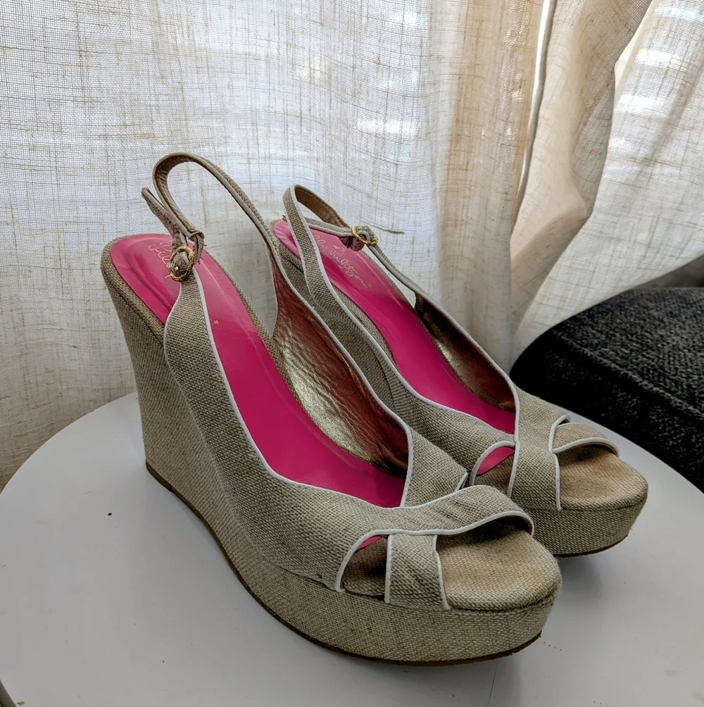 Lilly Pulitzer Picture Perfect Espadrille Beachy Strappy Wedge Heels